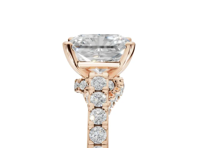 Radiant Cut Pavé Solitaire Engagement Ring Setting | Crossover Gallery | Rose Gold