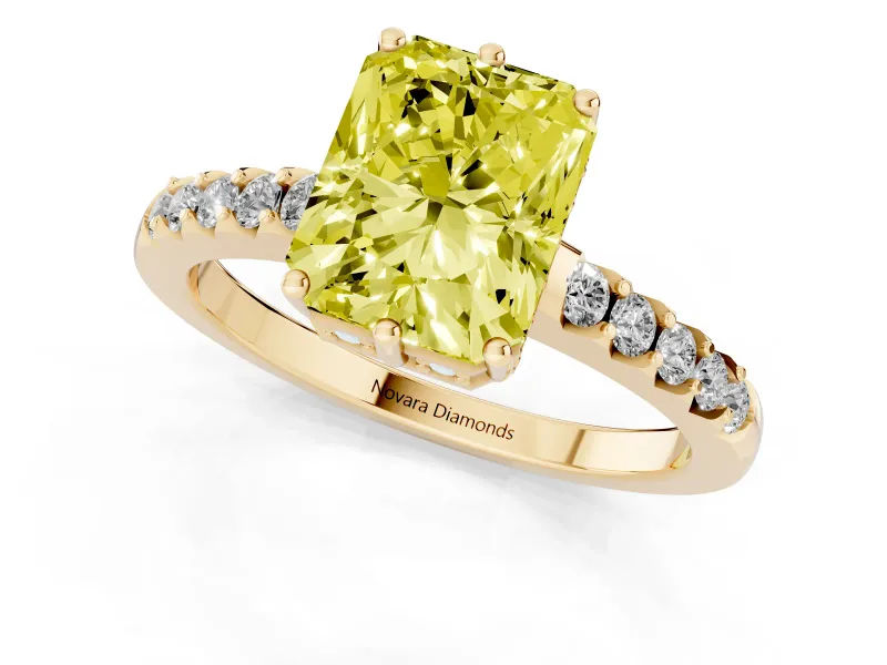 Radiant Cut Engagement Ring Setting for a Fancy Yellow Lab-Grown Diamond | Yellow Gold - Design NV-24649