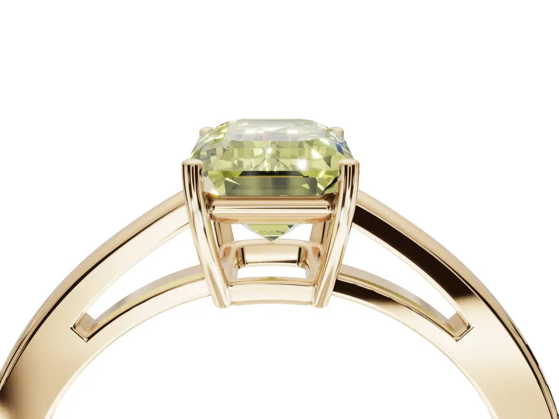 Emerald Cut Cathedral Engagement Ring Setting for a Fancy Yellow Lab-Grown Diamond | Yellow Gold - Design NV-24626