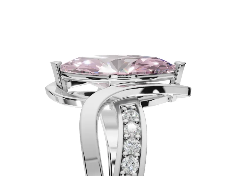 Marquise Bypass Solitaire Engagement Ring Setting for a Fancy Pink Lab-Grown Diamond | Platinum