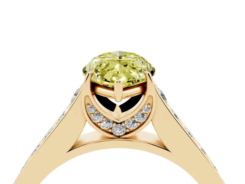 Marquise Graduated Pavé Engagement Ring Setting for a Fancy Yellow Lab-Grown Diamond | Yellow Gold