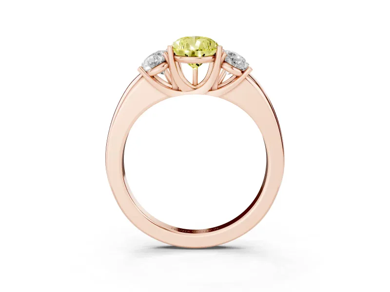 Pear-Shaped Three Stone Engagement Ring Setting for a Fancy Yellow Lab-Grown Diamond | Matching Side Stones | Rose Gold