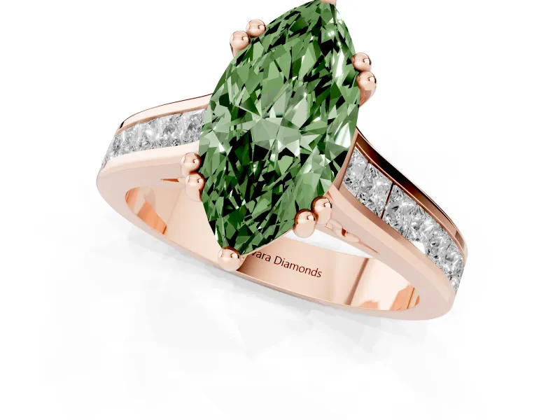 Marquise Channel Engagement Ring Setting for a Fancy Green Lab-Grown Diamond | Rose Gold - Design NV-24671