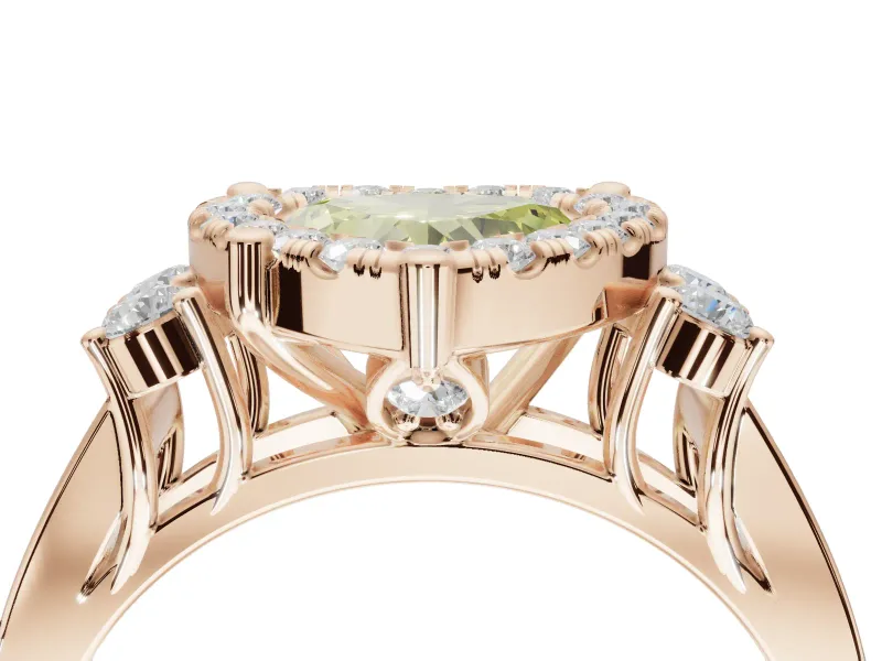 Heart-Shaped Halo Engagement Ring Setting for a Fancy Yellow Lab-Grown Diamond | Graduated Channel Band | Rose Gold