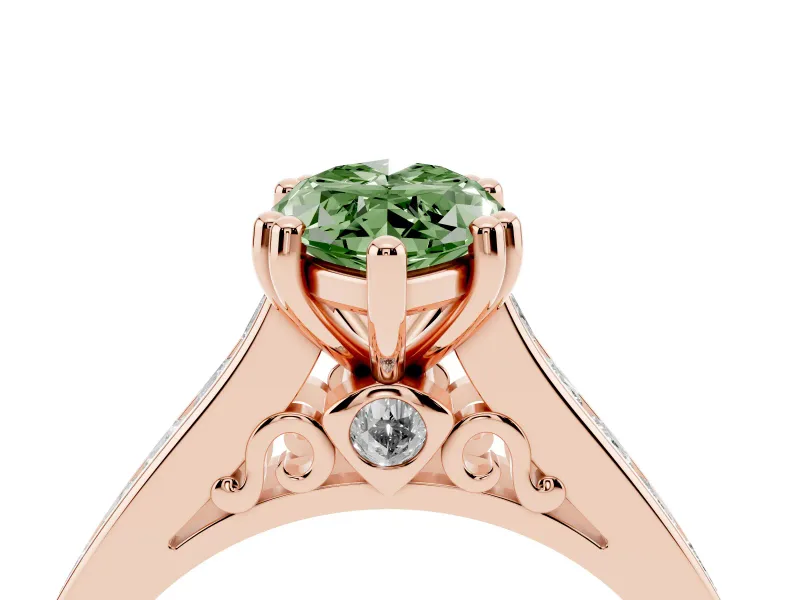 Marquise Channel Engagement Ring Setting for a Fancy Green Lab-Grown Diamond | Rose Gold - Design NV-24671