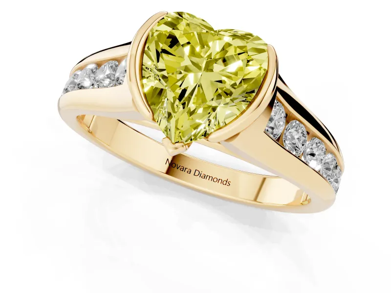 Heart-Shaped Half Bezel Engagement Ring Setting for a Fancy Yellow Lab-Grown Diamond | Yellow Gold