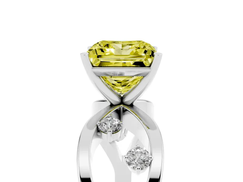 Princess Cut Loop Engagement Ring Setting for a Fancy Yellow Lab-Grown Diamond | Platinum