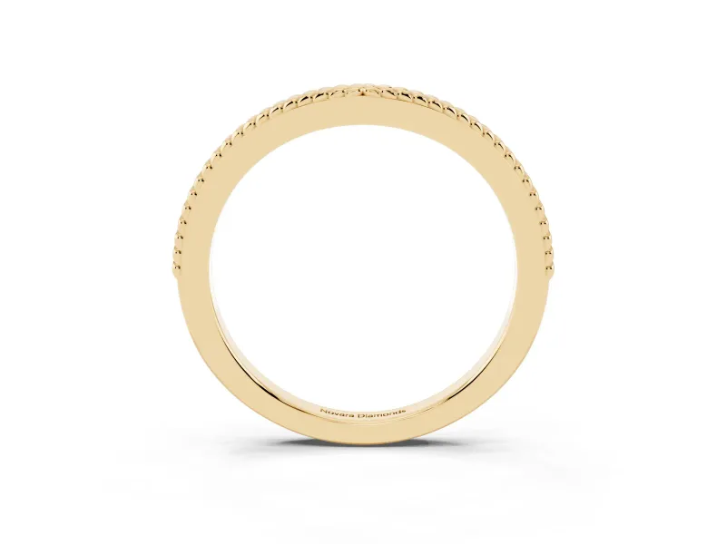 Milgrain Twist Contour Wedding Band Set in Yellow gold