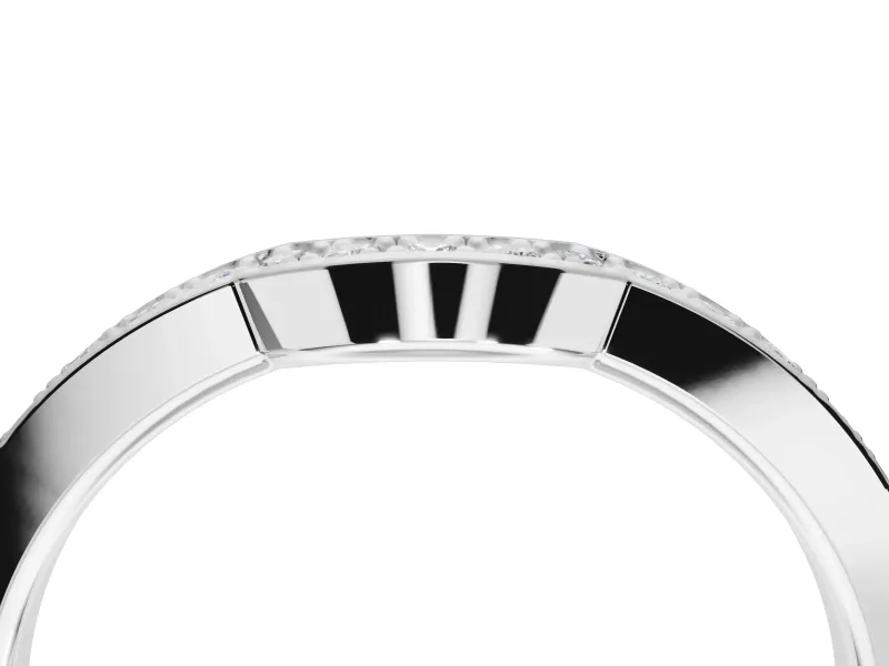 Round Lab-Grown Diamond Pavé Contour Wedding Band | Raised Rails | Platinum