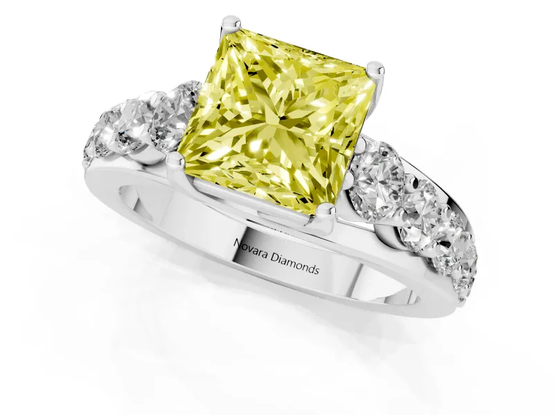 Princess Cut Engagement Ring Setting for a Fancy Yellow Lab-Grown Diamond | Platinum - Design NV-24645