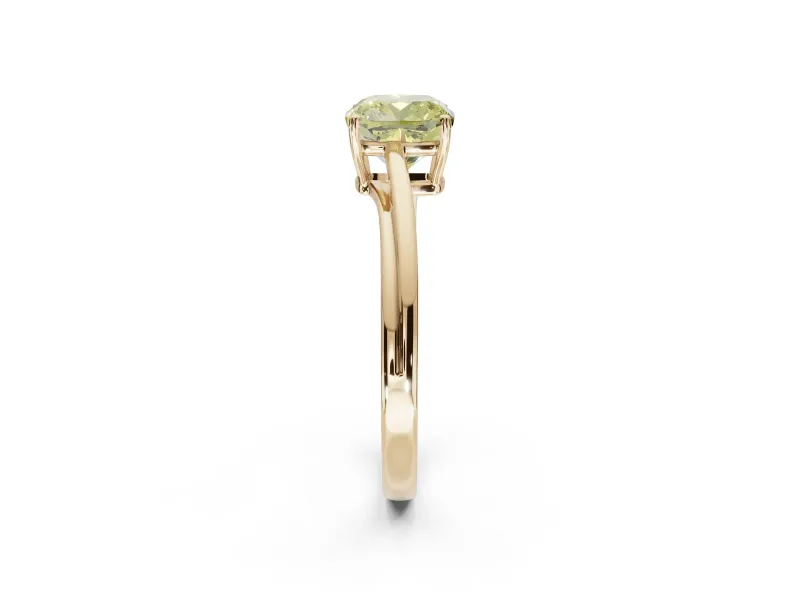 Cushion Cut Bypass Solitaire Engagement Ring Setting for a Fancy Yellow Lab-Grown Diamond | Yellow Gold