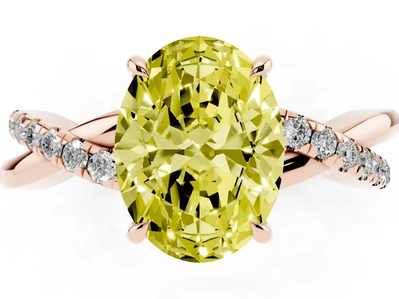 Oval Crossover Engagement Ring Setting for a Fancy Yellow Lab-Grown Diamond | Rose Gold