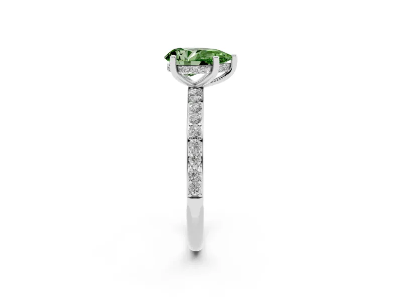 Pear-Shaped Hidden Halo Engagement Ring Setting for a Fancy Green Lab-Grown Diamond | Platinum