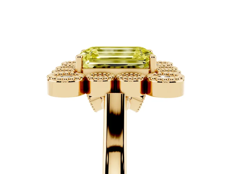 Emerald Cut Halo Engagement Ring Setting for a Fancy Yellow Lab-Grown Diamond | Yellow Gold - Design NV-24775