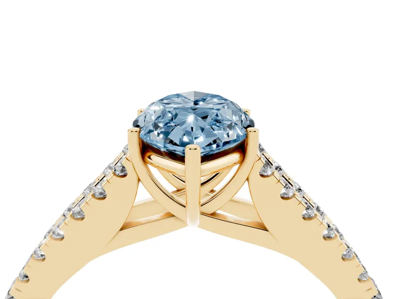 Marquise Graduated Split Shank Engagement Ring Setting for a Fancy Blue Lab-Grown Diamond | Yellow Gold