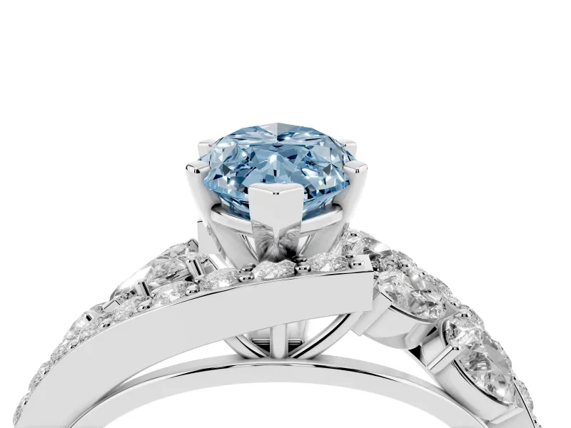 Marquise Bypass Pavé Engagement Ring Setting for a Fancy Blue Lab-Grown Diamond | White Gold