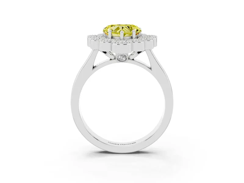 Heart-Shaped Halo Engagement Ring Setting for a Fancy Yellow Lab-Grown Diamond | White Gold - Design NV-24775