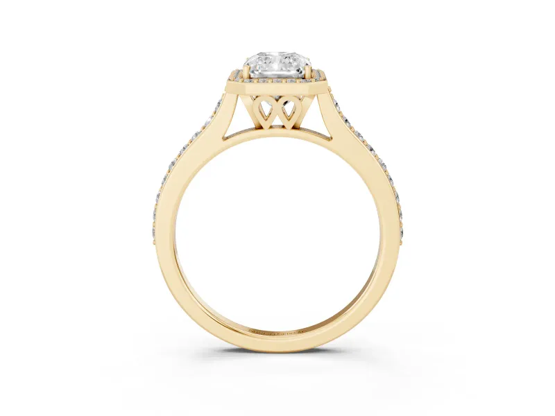 Radiant Cut Pavé Halo Engagement Ring Setting | Yellow Gold