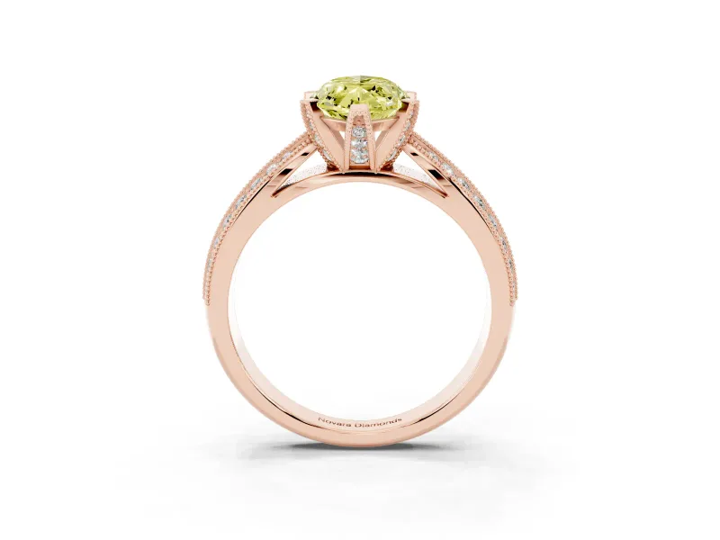 Marquise Milgrain Solitaire Engagement Ring Setting for a Fancy Yellow Lab-Grown Diamond | Rose Gold