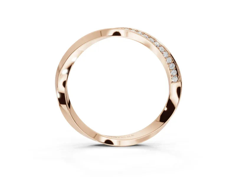 Round Lab-Grown Diamond Pavé Ribbon Twist Wedding Band | Polished Turn | Rose Gold