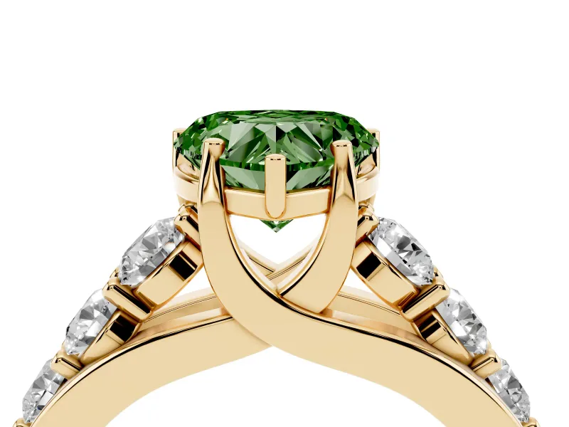 Heart-Shaped Engagement Ring Setting for a Fancy Green Lab-Grown Diamond | Yellow Gold - Design NV-24645