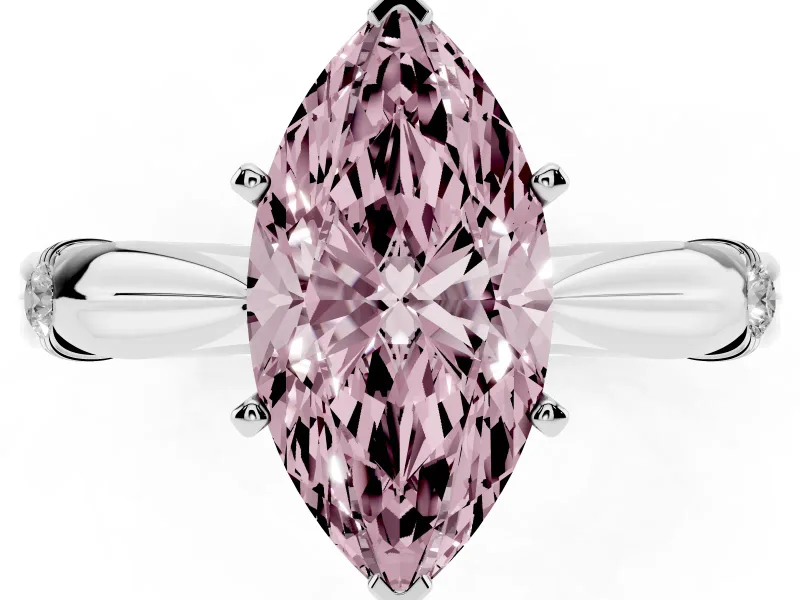 Marquise Floral Engagement Ring Setting for a Fancy Pink Lab-Grown Diamond | Sterling Silver