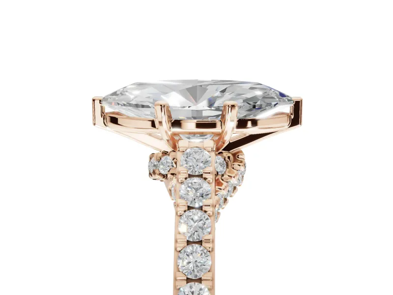 Marquise Pavé Solitaire Engagement Ring Setting | Crossover Gallery | Rose Gold