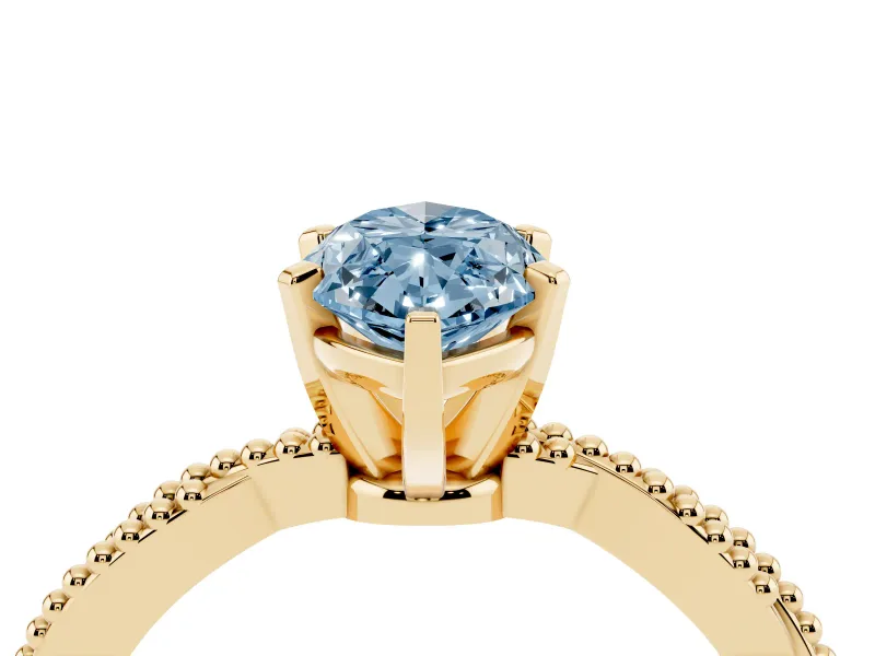 Marquise Twisted Solitaire Engagement Ring Setting for a Fancy Blue Lab-Grown Diamond | Yellow Gold