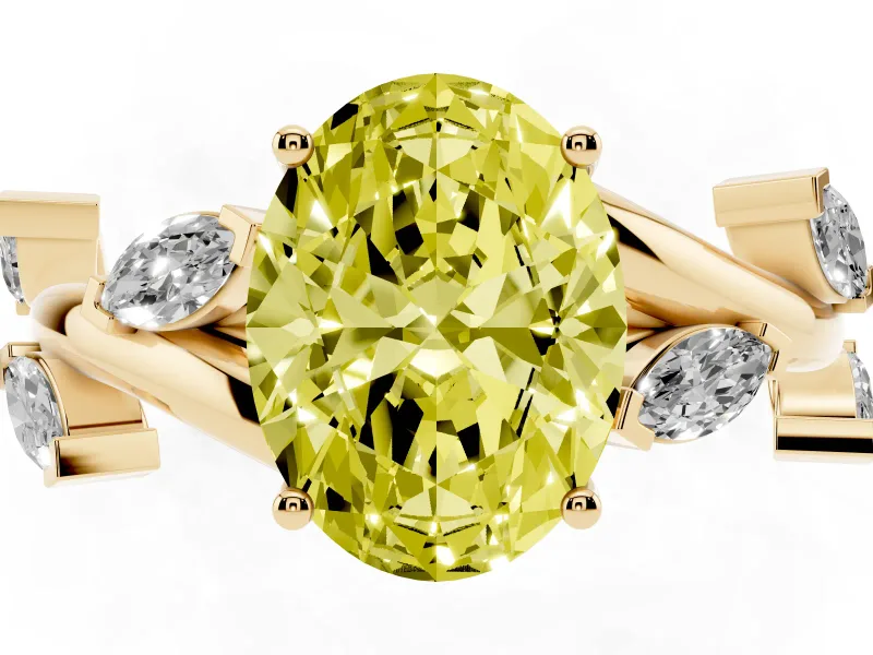 Oval Twisted Vine Engagement Ring Setting for a Fancy Yellow Lab-Grown Diamond | Yellow Gold