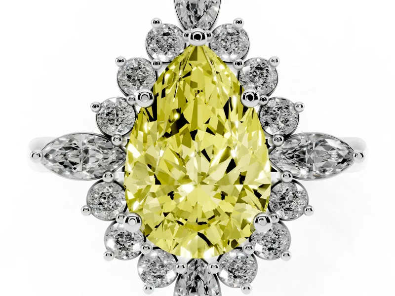 Pear-Shaped Engagement Ring Setting for a Fancy Yellow Lab-Grown Diamond | Platinum - Design NV-24790