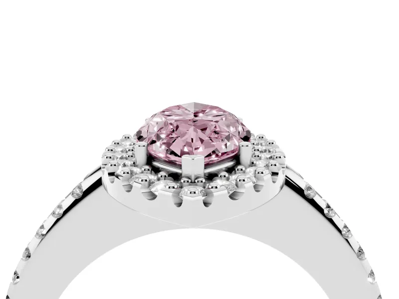 Marquise Pave Halo Engagement Ring Setting for a Fancy Pink Lab-Grown Diamond | Pave Band | White Gold