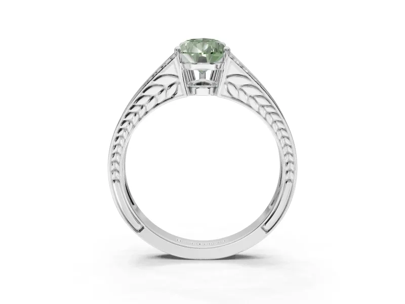 Pear-Shaped Split Shank Pavé Engagement Ring Setting for a Fancy Green Lab-Grown Diamond | Platinum