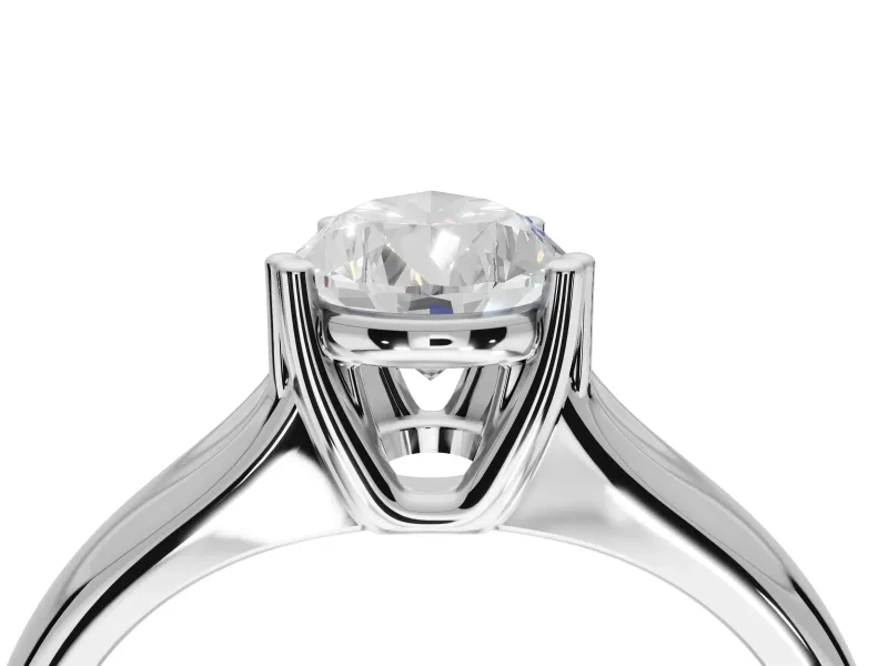 Pear-Shaped Double Claw Solitaire Engagement Ring Setting | Wide Plain Band | Sterling Silver