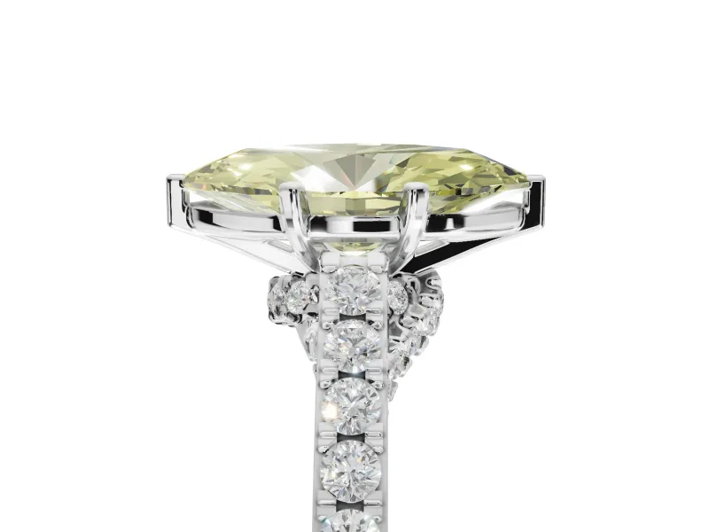 Marquise Pavé Engagement Ring Setting for a Fancy Yellow Lab-Grown Diamond | Crossover Gallery | Sterling Silver