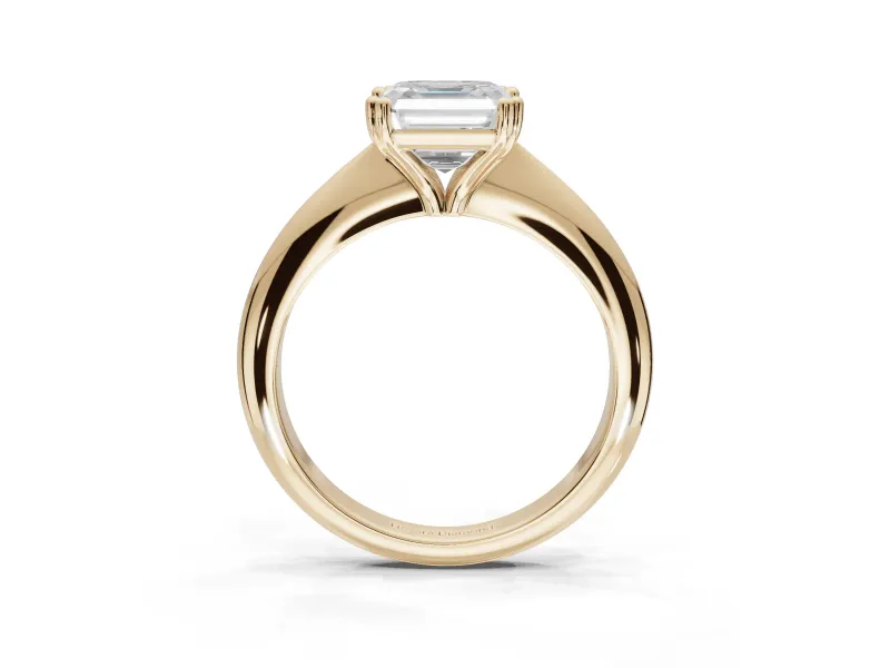 Princess Cut Tapered Solitaire Engagement Ring Setting | Double Claw Prongs | Yellow Gold
