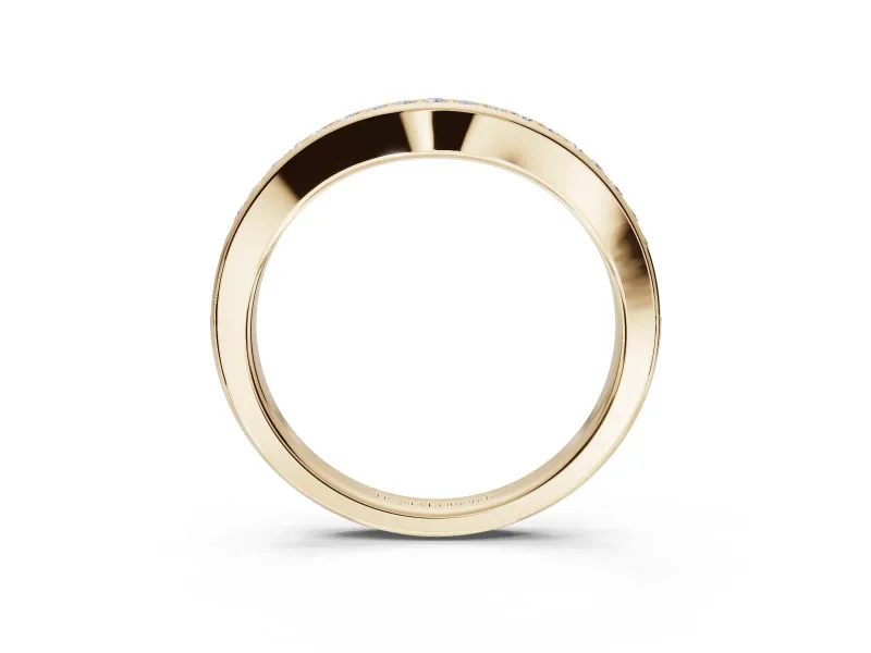 Round Lab-Grown Diamond Contoured Pavé Wedding Band | Smooth Polished Edges | Yellow Gold