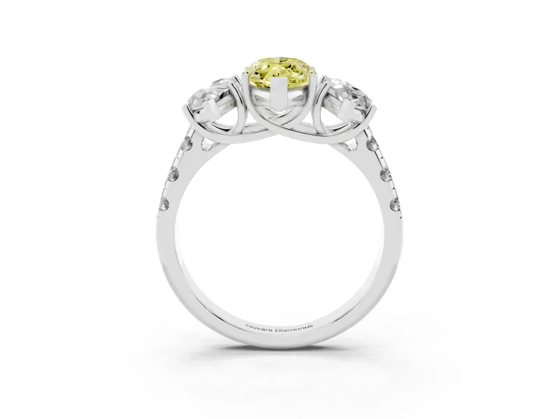 Marquise Three Stone Engagement Ring Setting for a Fancy Yellow Lab-Grown Diamond | Accented Shoulders | Platinum