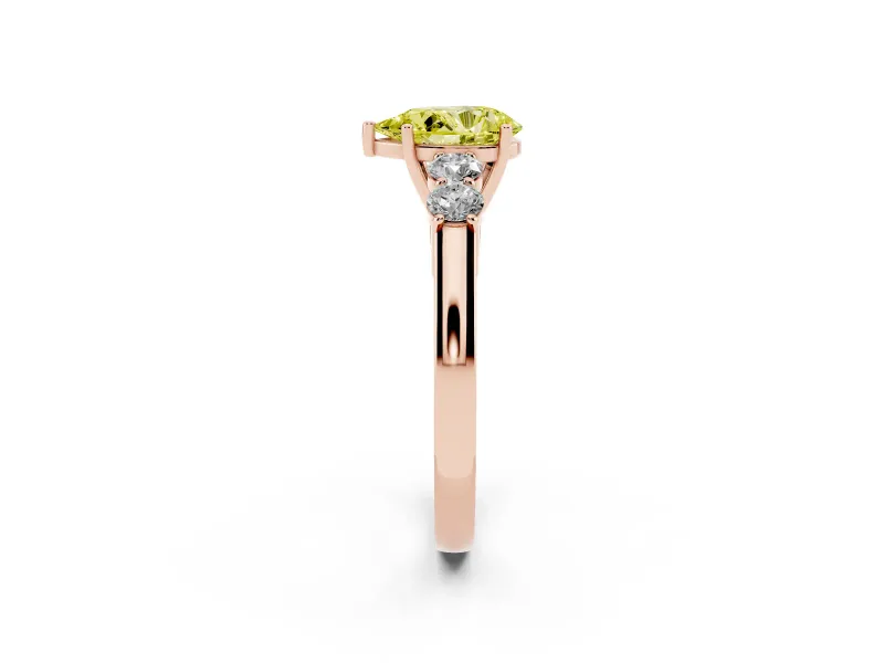 Pear-Shaped 5 Stone Engagement Ring Setting for a Fancy Yellow Lab-Grown Diamond | Rose Gold