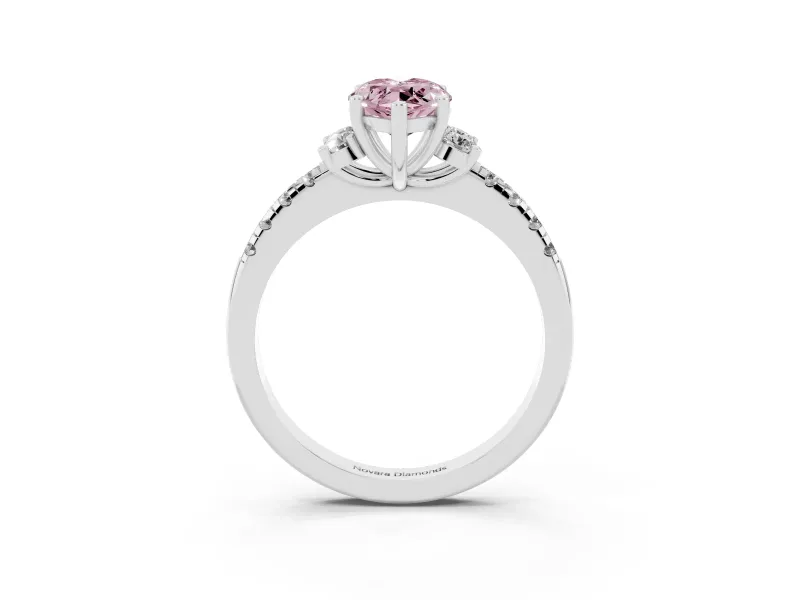 Marquise Side Stone Pave Engagement Ring Setting for a Fancy Pink Lab-Grown Diamond | Paired Round Accents | Platinum