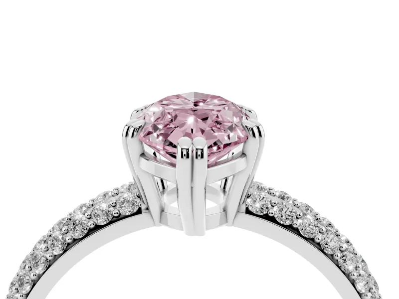 Marquise Three Row Pave Engagement Ring Setting for a Fancy Pink Lab-Grown Diamond | Platinum