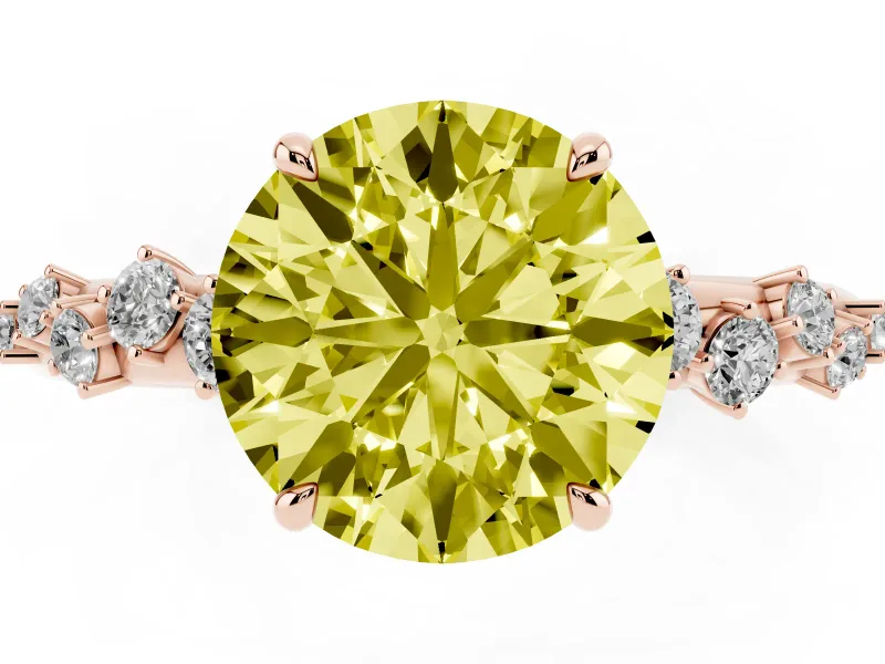 Round Graduated Solitaire Engagement Ring Setting for a Fancy Yellow Lab-Grown Diamond | Rose Gold