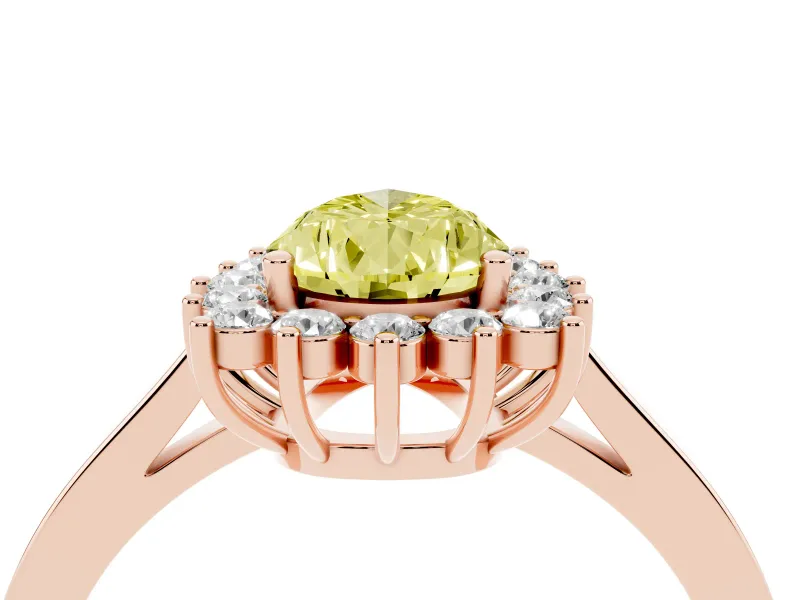 Pear-Shaped Scalloped Halo Engagement Ring Setting for a Fancy Yellow Lab-Grown Diamond | Rose Gold