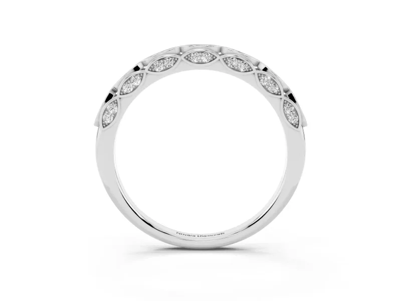 Marquise Motif Diamond Openwork Eternity Band Set in White gold with Pavé and Bezel Setting