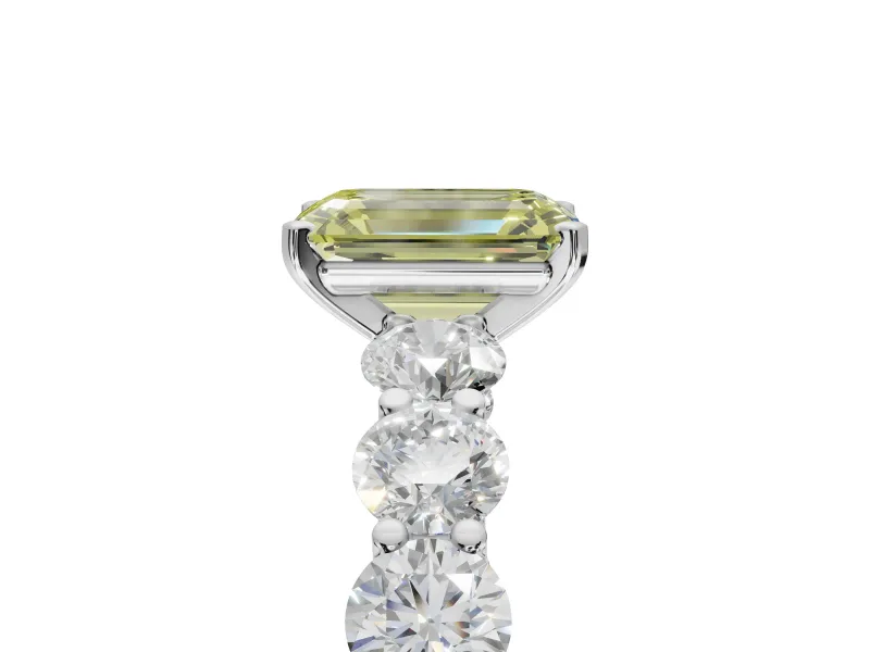 Emerald Cut Engagement Ring Setting for a Fancy Yellow Lab-Grown Diamond | Sterling Silver - Design NV-24455
