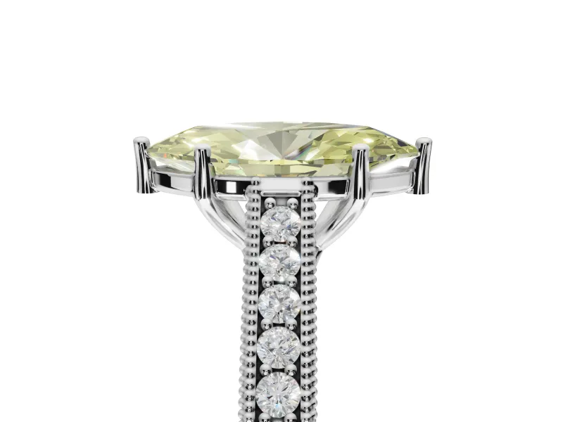 Marquise Vintage Engagement Ring Setting for a Fancy Yellow Lab-Grown Diamond | Sterling Silver - Design NV-24644