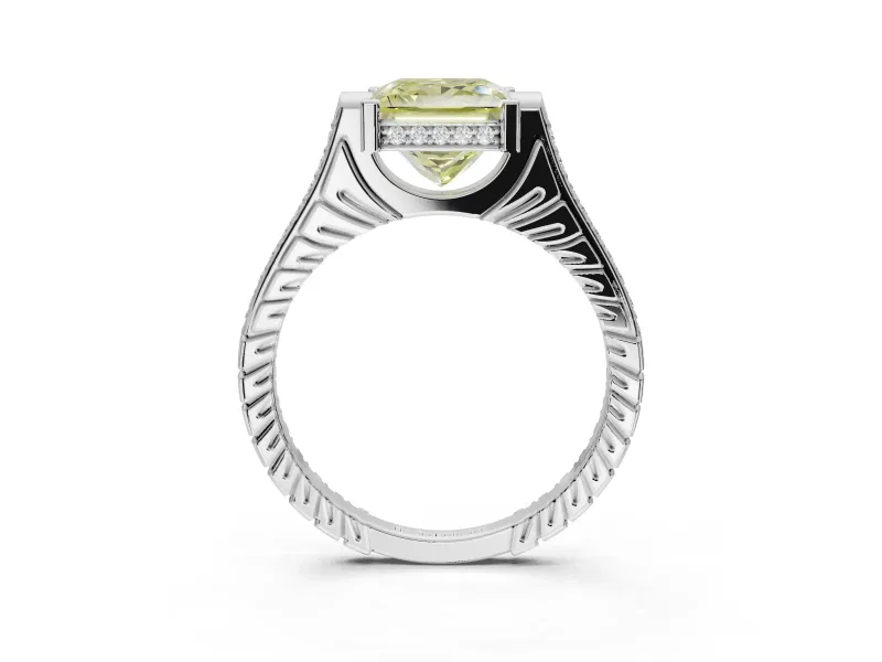 Princess Cut Engagement Ring Setting for a Fancy Yellow Lab-Grown Diamond | Sterling Silver - Design NV-24586