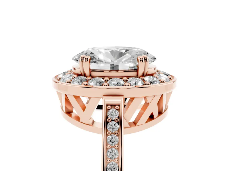 Oval Halo Engagement Ring Setting | Polished Halo Rim | Rose Gold