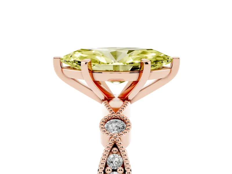 Marquise Vintage Milgrain Engagement Ring Setting for a Fancy Yellow Lab-Grown Diamond | Rose Gold