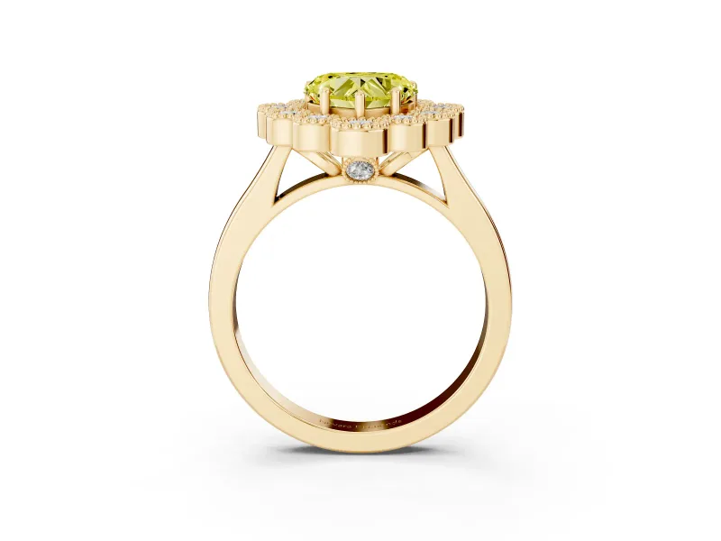 Heart-Shaped Halo Engagement Ring Setting for a Fancy Yellow Lab-Grown Diamond | Yellow Gold - Design NV-24775