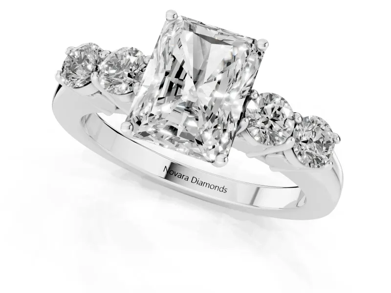 Radiant Cut Close Set Five Stone Engagement Ring Setting | White Gold